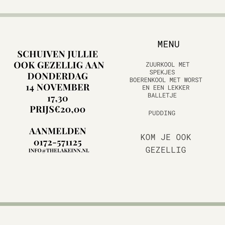 Heerlijk eten in een gezellige setting bij gastvrije mensen!!!